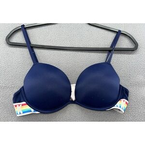 Victorias Secret Pink Bra 32B Women's Blue Rainbow Super Push Up